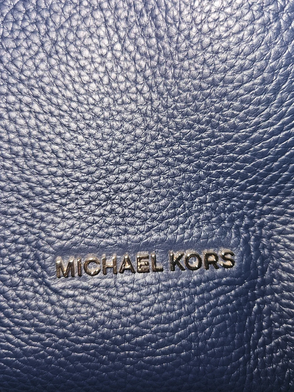 Michael Kors Navy Leather Shoulder Bag with Gold Hardware